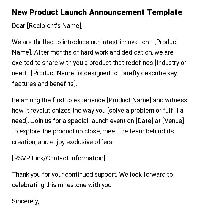 New Product Launch Announcement Template