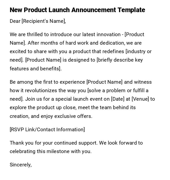 New Product Launch Announcement Template