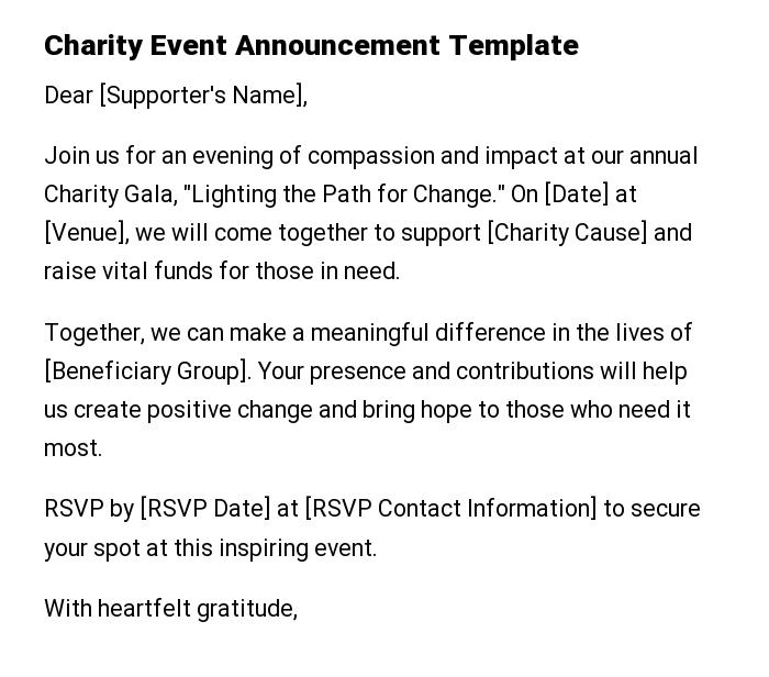 Charity Event Announcement Template