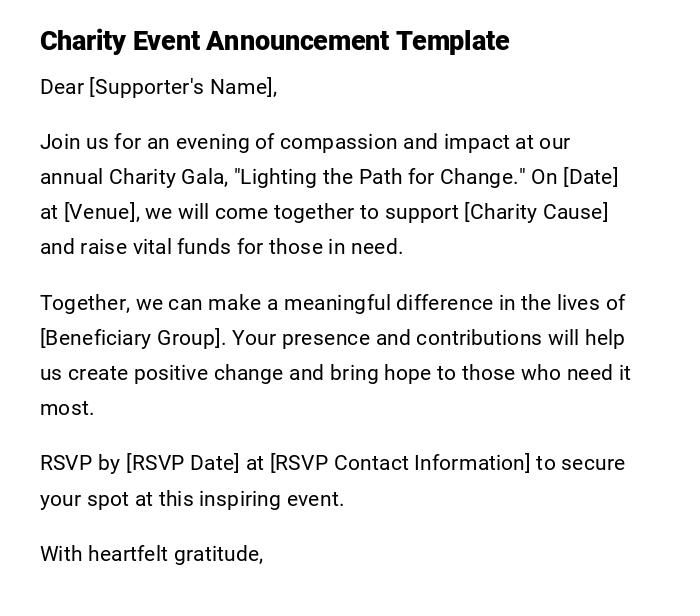 Charity Event Announcement Template