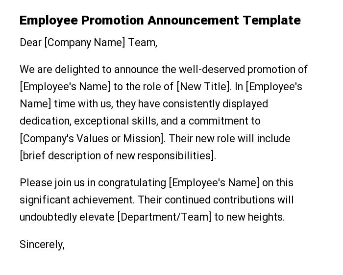 Employee Promotion Announcement Template