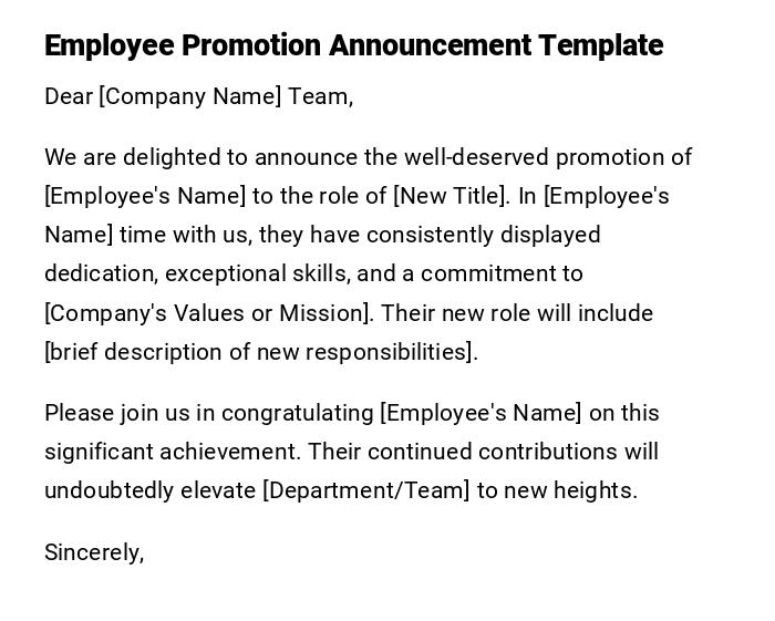 Employee Promotion Announcement Template