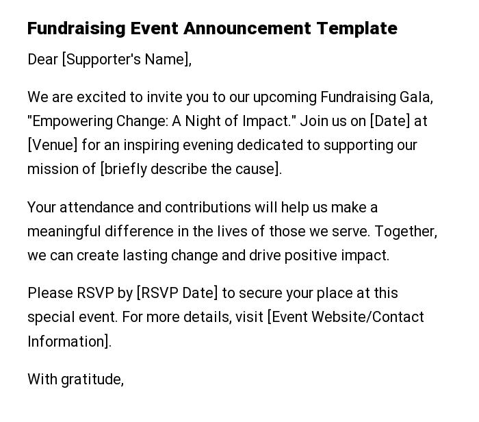 Fundraising Event Announcement Template