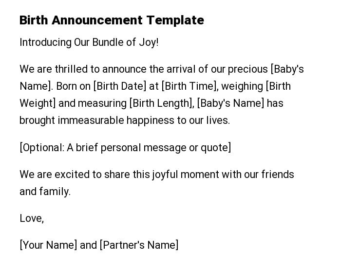 Birth Announcement Template