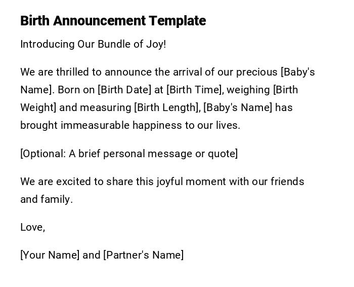 Birth Announcement Template