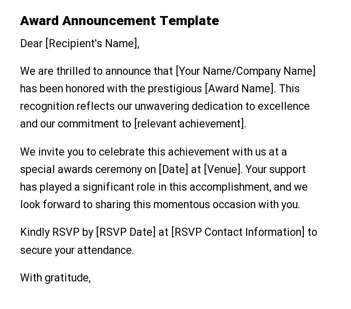 Award Announcement Template