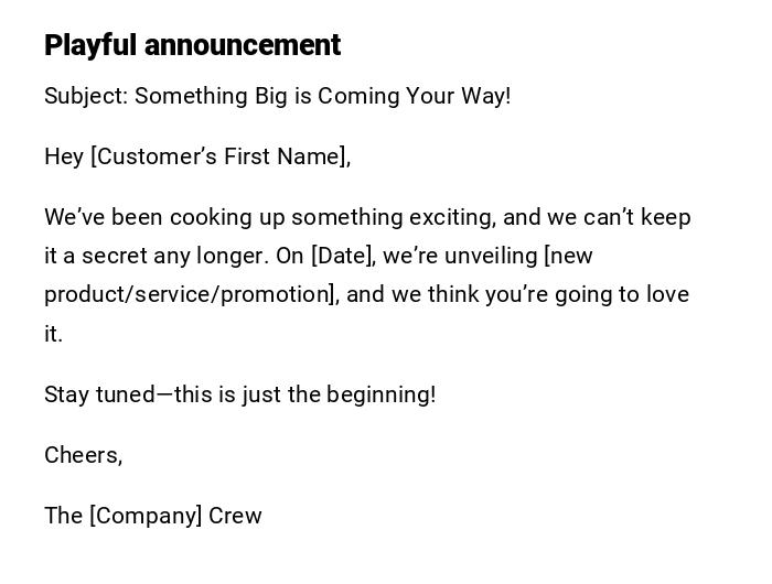 Playful announcement Playful announcement