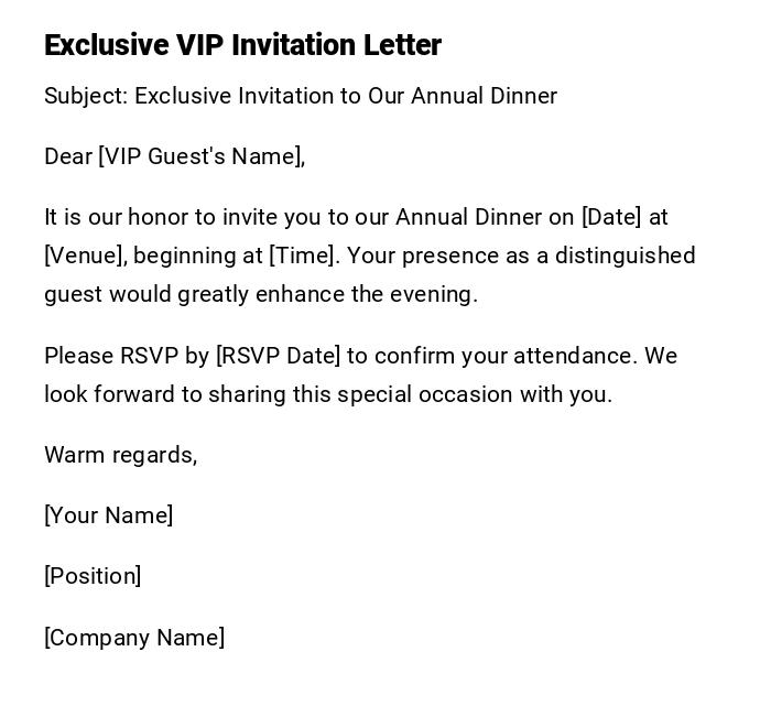 Exclusive VIP Invitation Letter Exclusive VIP Invitation Letter