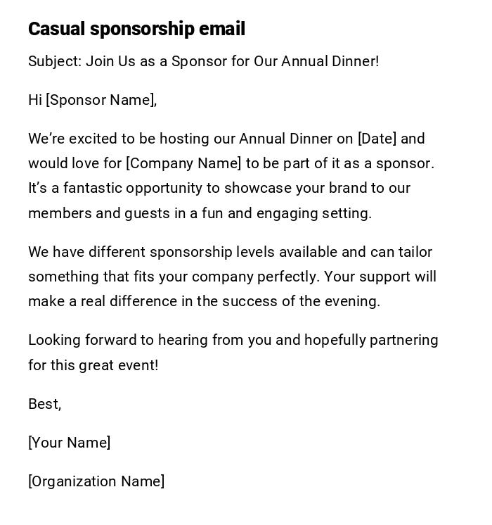 Casual sponsorship email