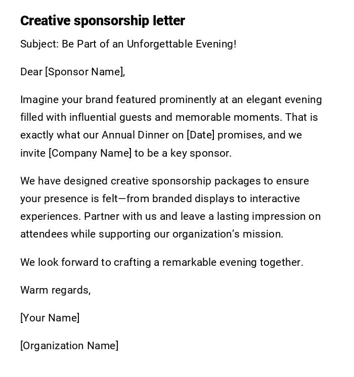 Creative sponsorship letter