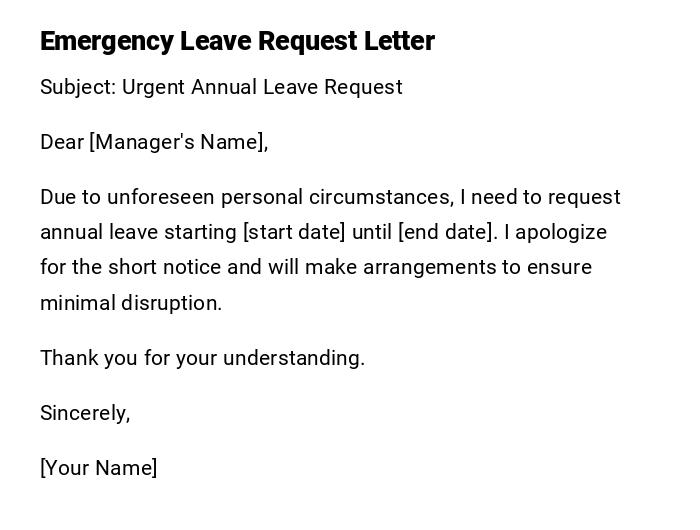Emergency Leave Request Letter Emergency Leave Request Letter