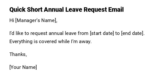 Quick Short Annual Leave Request Email Quick Short Annual Leave Request Email