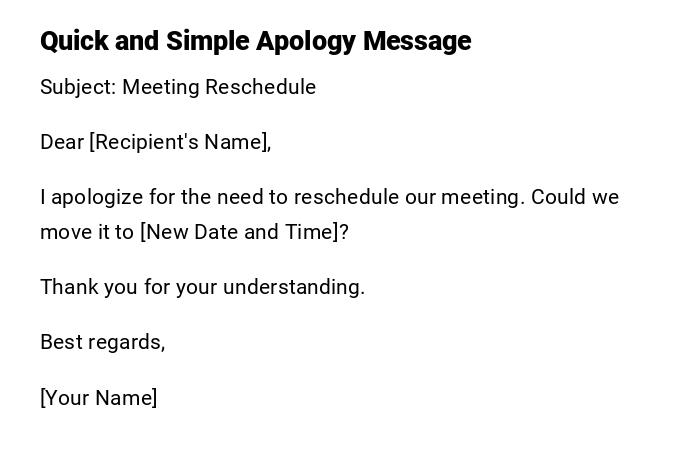 Quick and Simple Apology Message Quick and Simple Apology Message