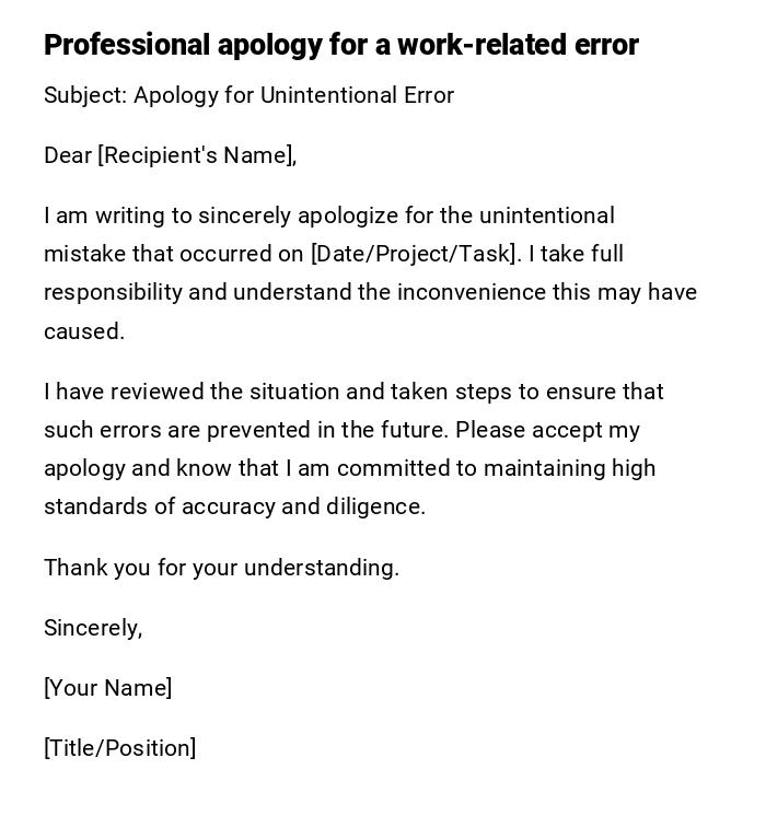 Professional apology for a work-related error Professional apology for a work-related error