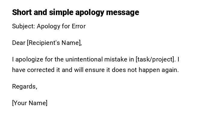 Short and simple apology message Short and simple apology message