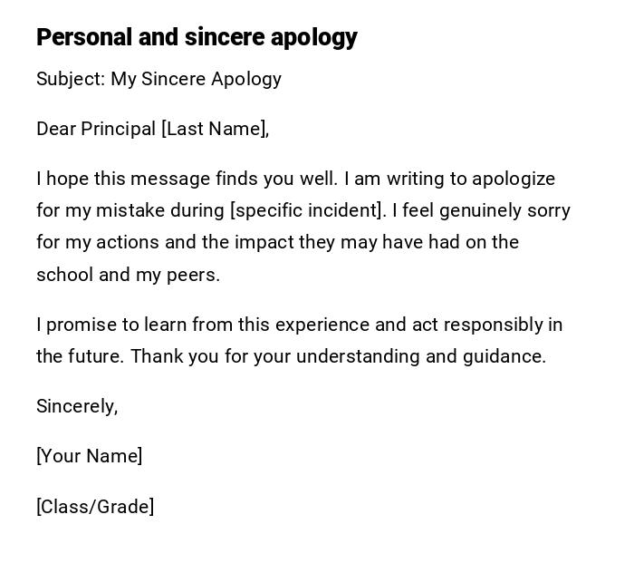Personal and sincere apology Personal and sincere apology