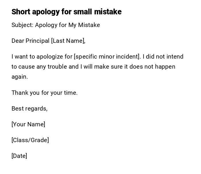 Short apology for small mistake Short apology for small mistake