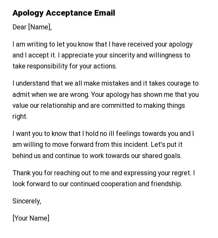 Apology Acceptance Email