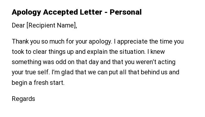 Apology Accepted Letter - Personal