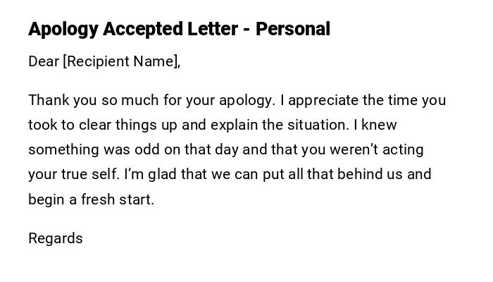 Apology Accepted Letter - Personal