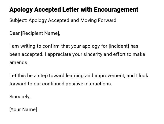 Apology Accepted Letter with Encouragement Apology Accepted Letter with Encouragement