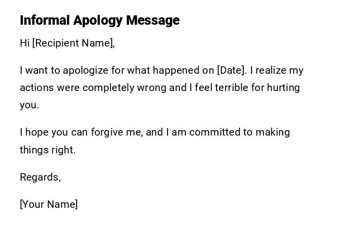 Informal Apology Message Informal Apology Message