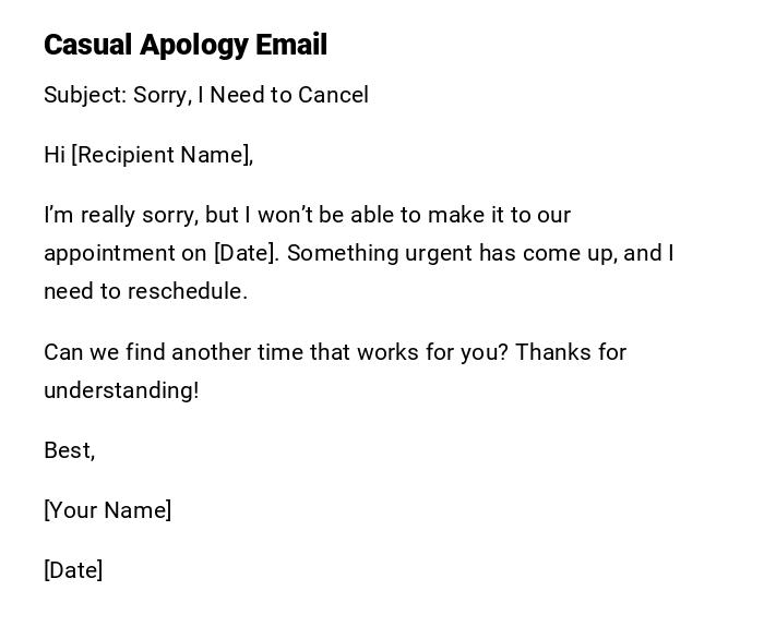Casual Apology Email Casual Apology Email