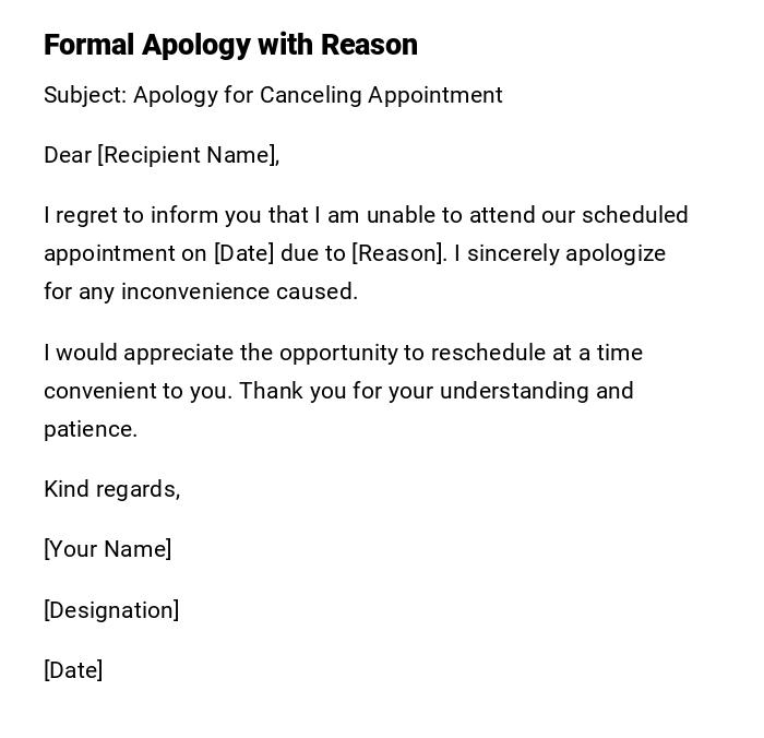 Formal Apology with Reason Formal Apology with Reason