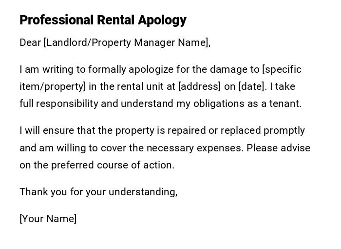 Professional Rental Apology Professional Rental Apology