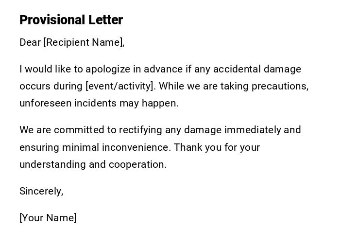 Provisional Letter Provisional Letter