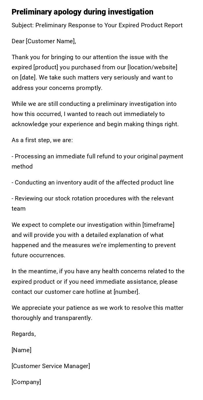 Preliminary apology during investigation Preliminary apology during investigation