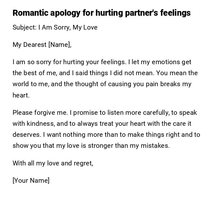 Romantic apology for hurting partner's feelings Romantic apology for hurting partner's feelings