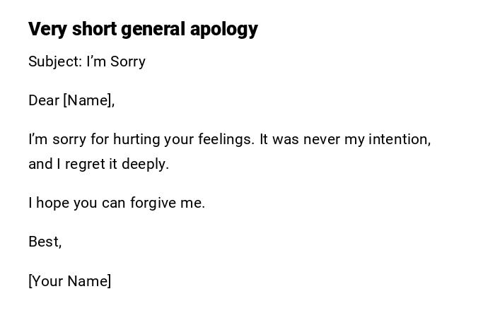 Very short general apology Very short general apology