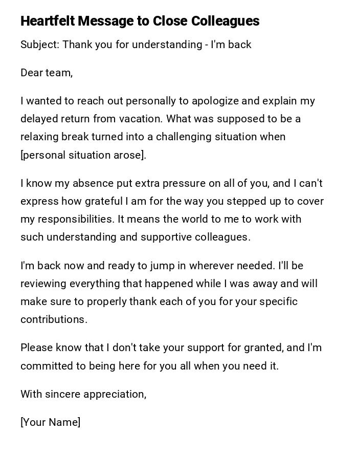 Heartfelt Message to Close Colleagues Heartfelt Message to Close Colleagues