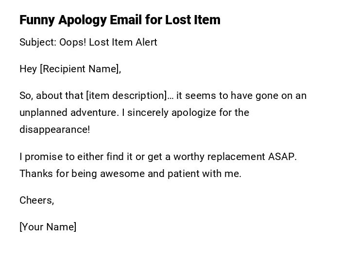 Funny Apology Email for Lost Item Funny Apology Email for Lost Item