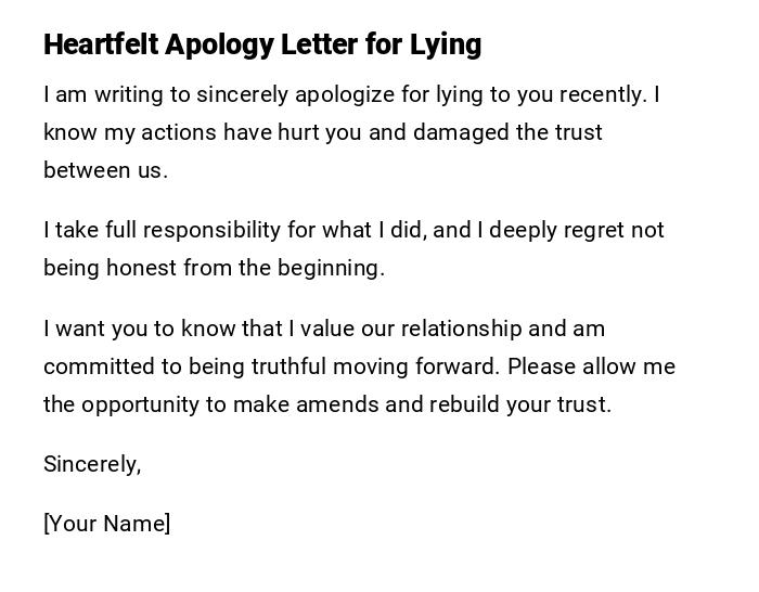 Heartfelt Apology Letter for Lying Heartfelt Apology Letter for Lying