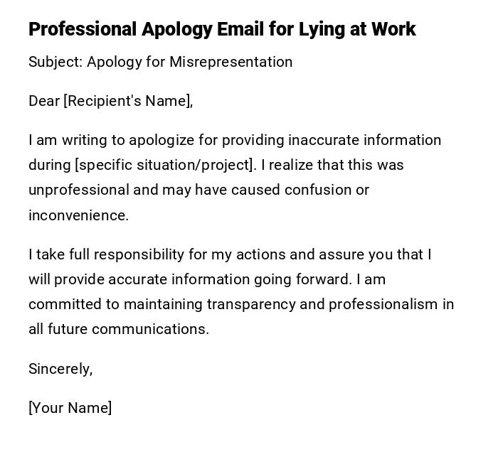 Professional Apology Email for Lying at Work Professional Apology Email for Lying at Work