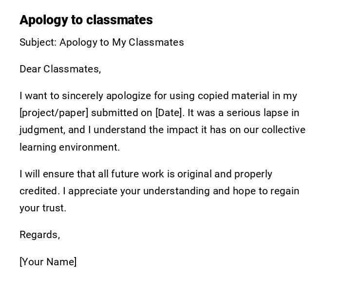 Apology to classmates Apology to classmates