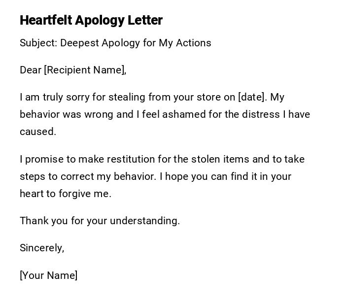 Heartfelt Apology Letter Heartfelt Apology Letter