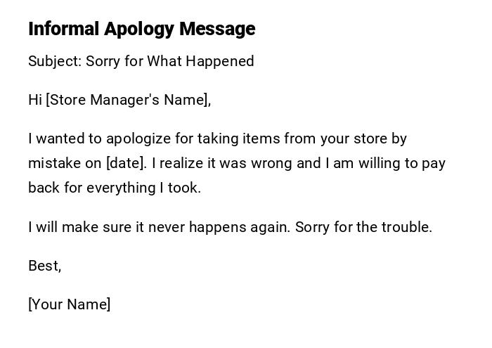Informal Apology Message Informal Apology Message