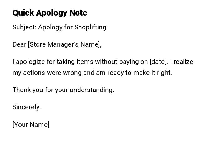 Quick Apology Note Quick Apology Note
