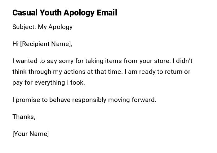 Casual Youth Apology Email Casual Youth Apology Email