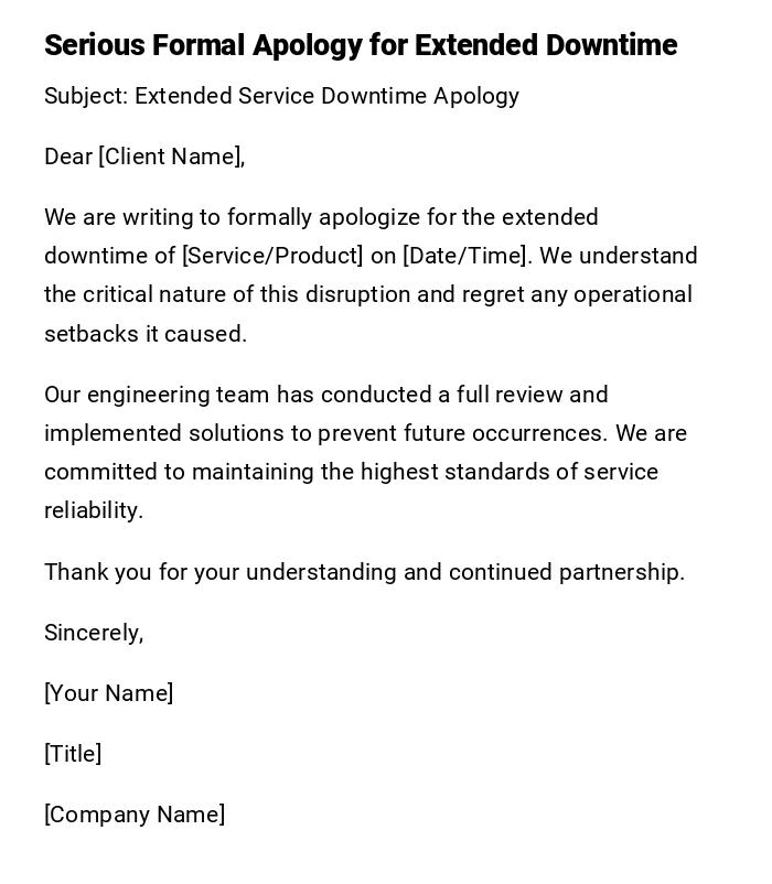 Serious Formal Apology for Extended Downtime Serious Formal Apology for Extended Downtime