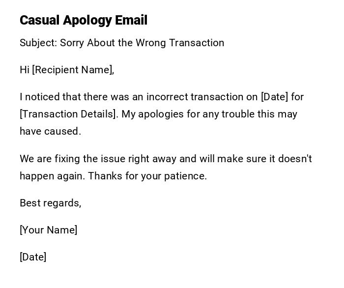 Casual Apology Email Casual Apology Email