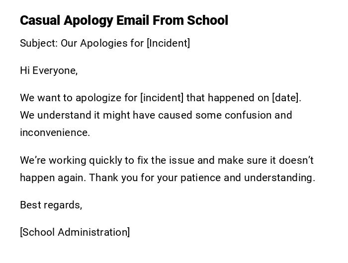 Casual Apology Email From School Casual Apology Email From School