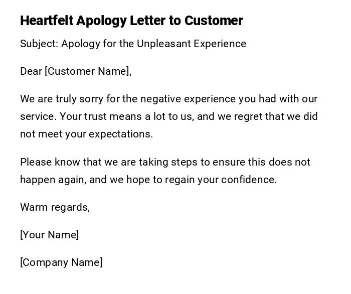 Heartfelt Apology Letter to Customer