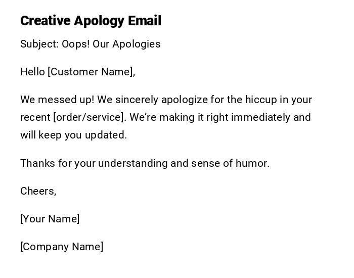 Creative Apology Email