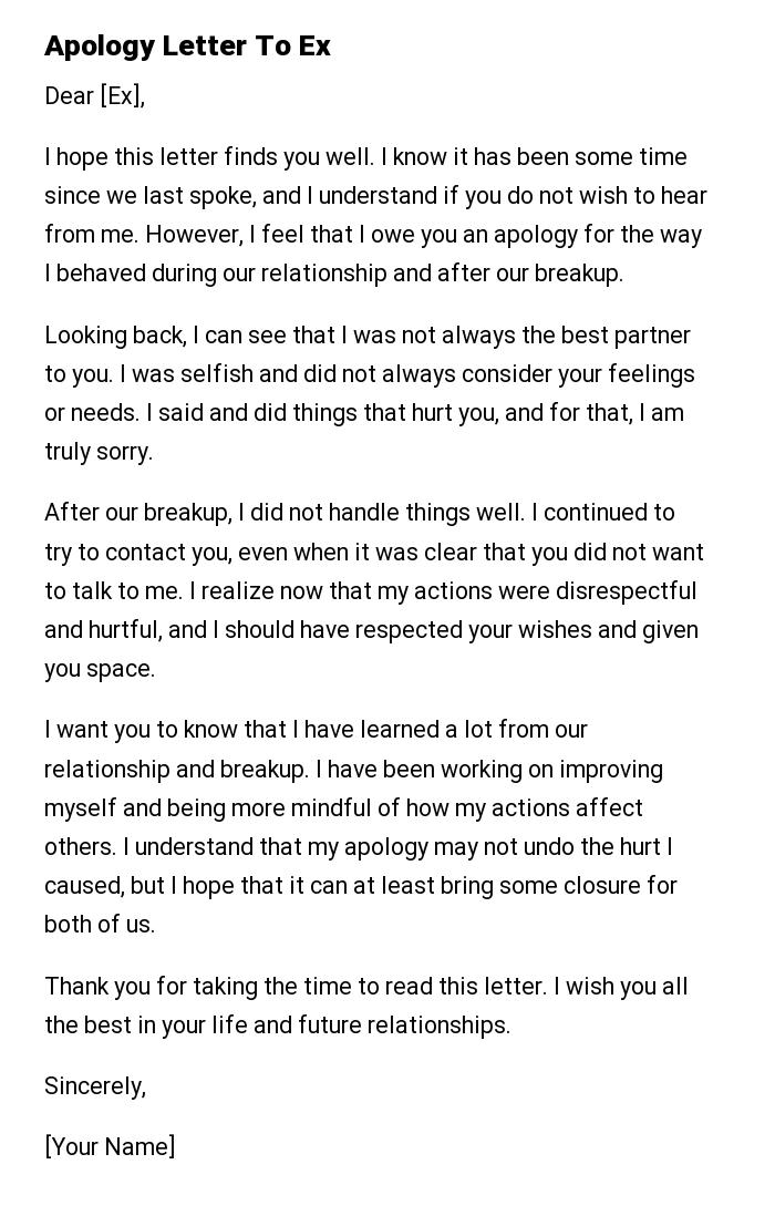 Apology Letter To Ex