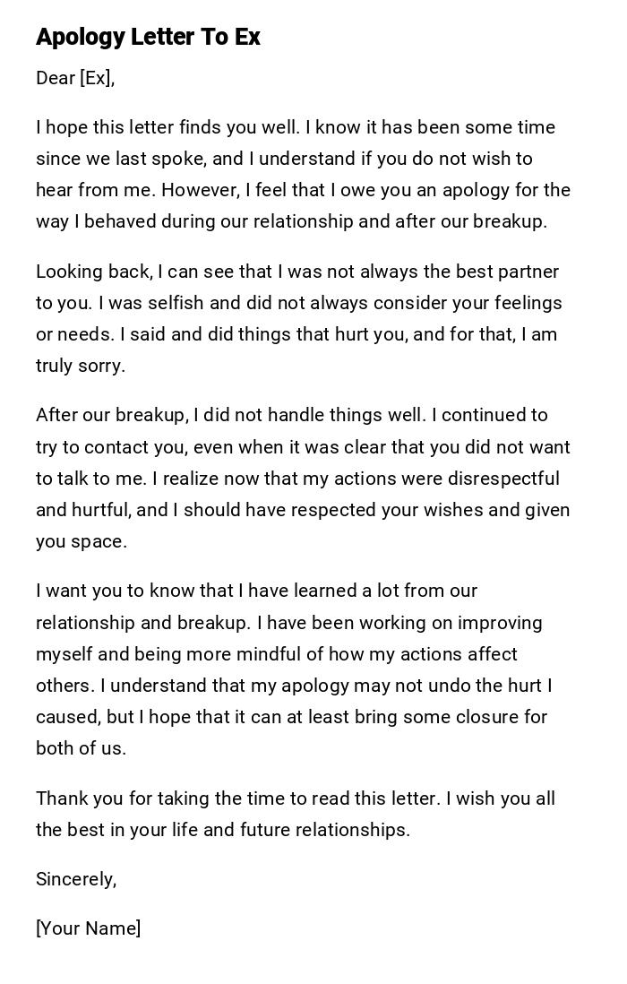 Apology Letter To Ex