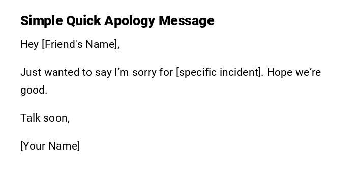 Simple Quick Apology Message Simple Quick Apology Message